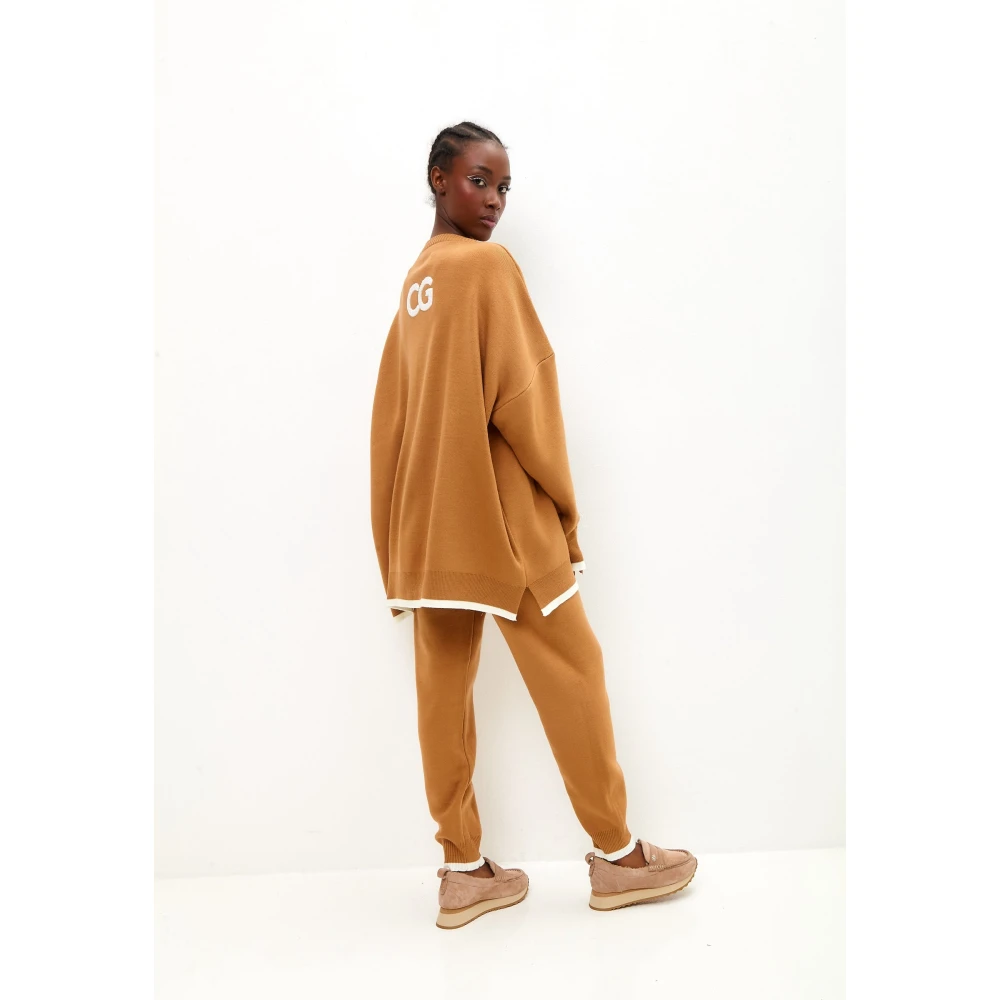 Cesare Gaspari Oversized Jogger set Kameel Brown Dames
