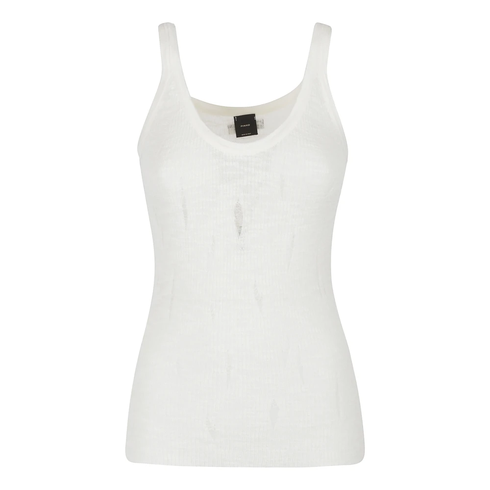 Pinko Women's White Sleeveless Tops, S, Tank Top