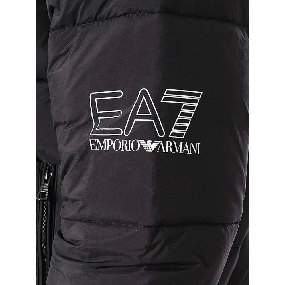 Emporio Armani EA7 Trendy Zwarte Gewatteerde Jas Black Heren