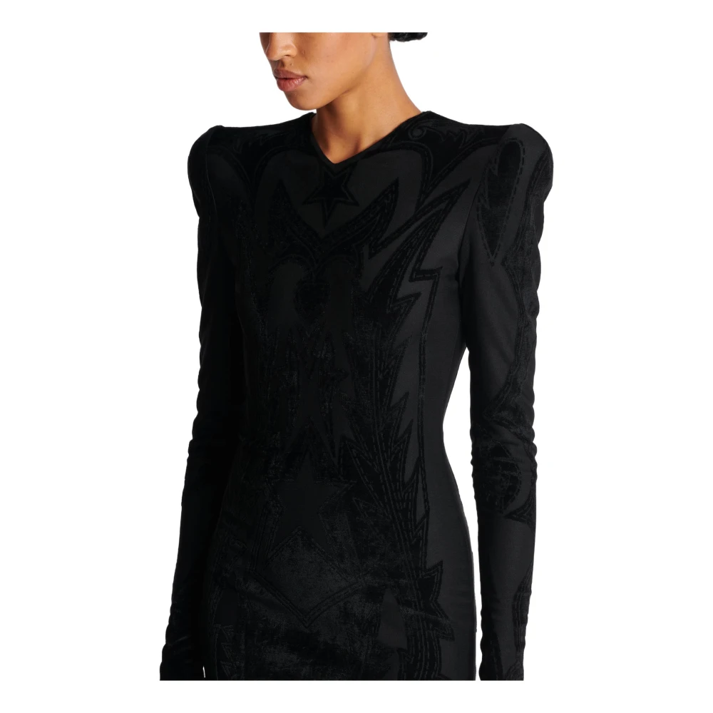 Balmain Jersey Korte Jurk Black Dames