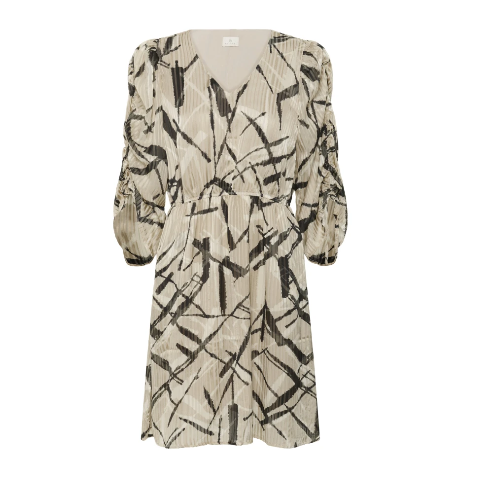 Kaffe Grijze zwarte grafische jurk Beige Dames