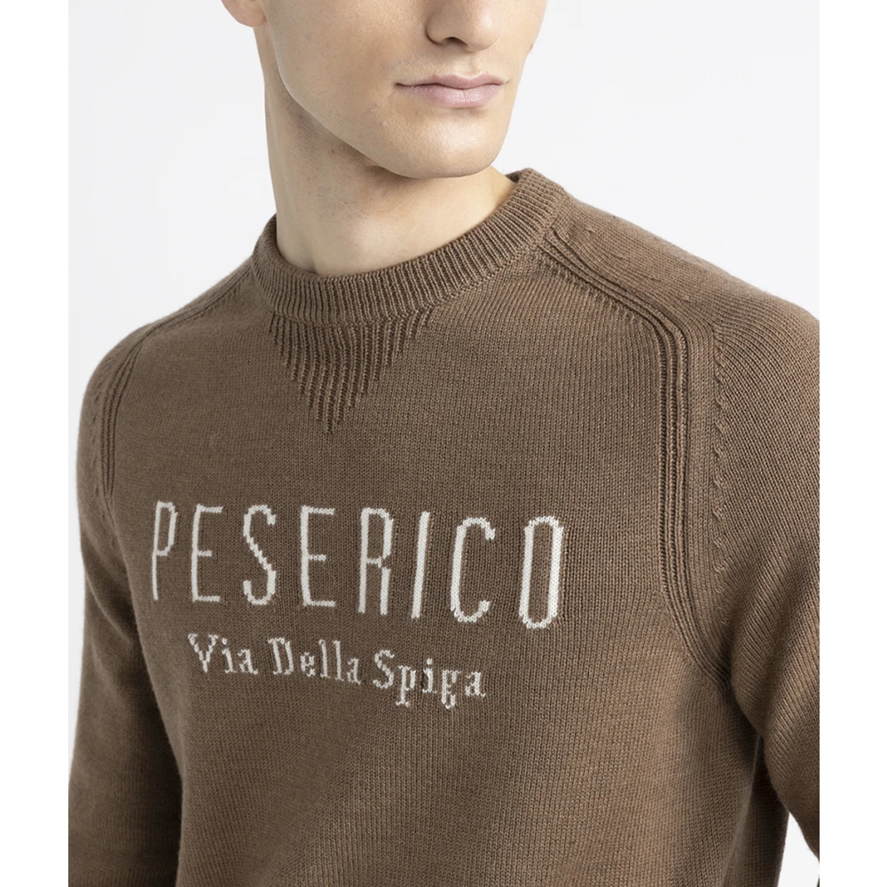 PESERICO Extrafijne zuivere merinowol trui Brown Heren