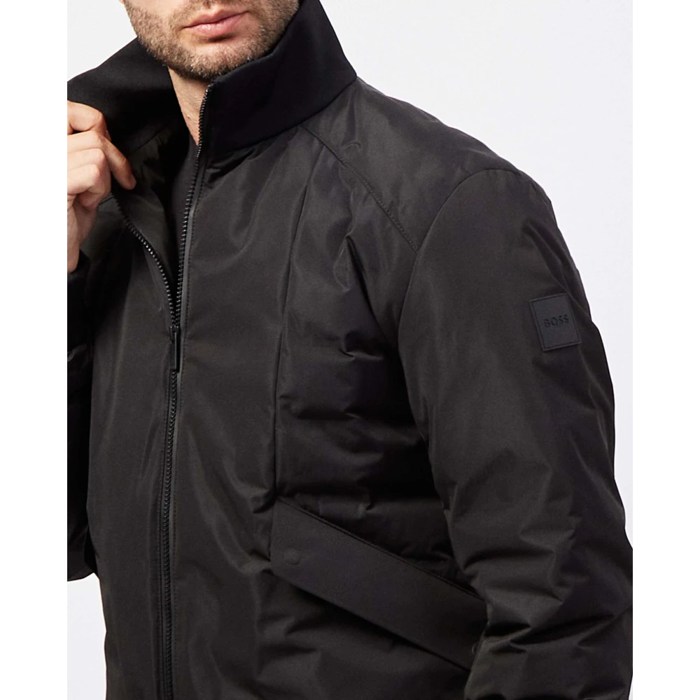 Hugo Boss Zwarte Sportieve Regular Fit Jas Black Heren