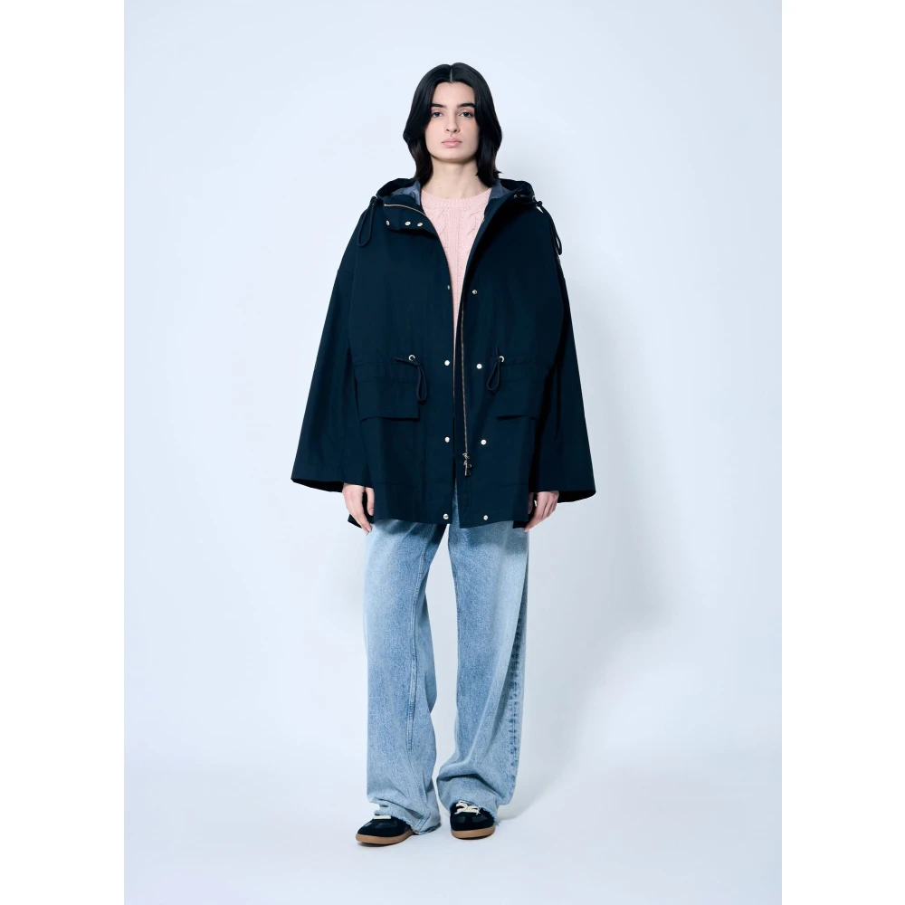 Moncler Parka Jas met Trekkoord Taille Blue Dames