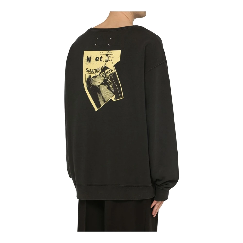 Maison Margiela Oversized Katoenen Sweatshirt Grafische Print Ronde Hals Black Heren