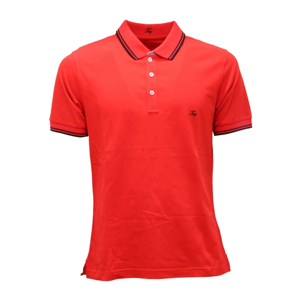 Fay Men's Red Polo Shirts, S, Cotton Shirt Made In Italy