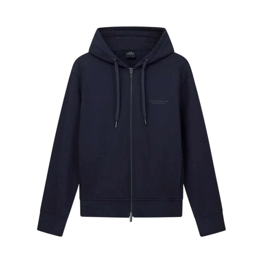 Armani Exchange Herr Blå Sweatshirts & Hoodies L, Bomull, Full-Zip Sweatshirt