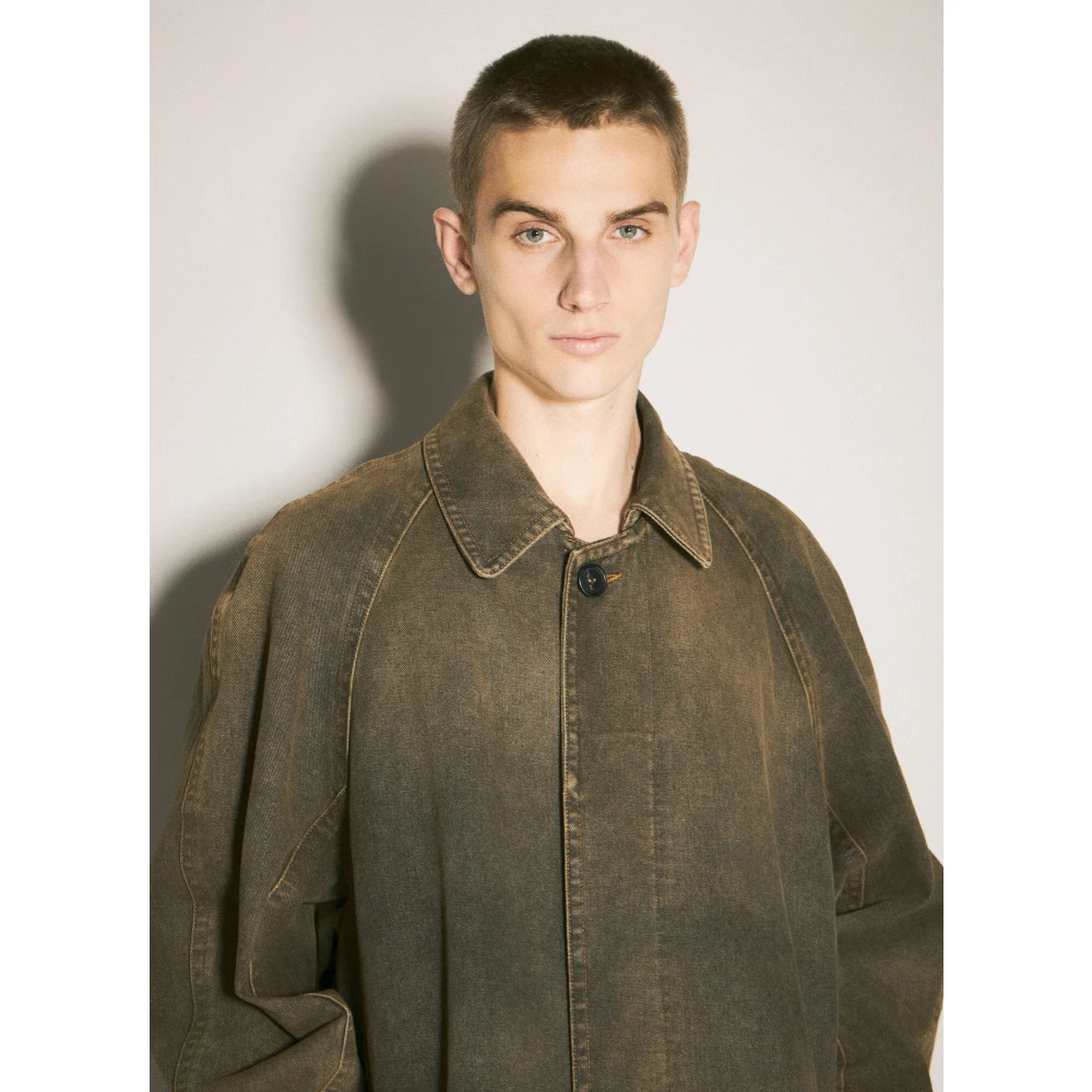 MM6 Maison Margiela Kleur Behandelde Denim Trenchcoat Multicolor Heren