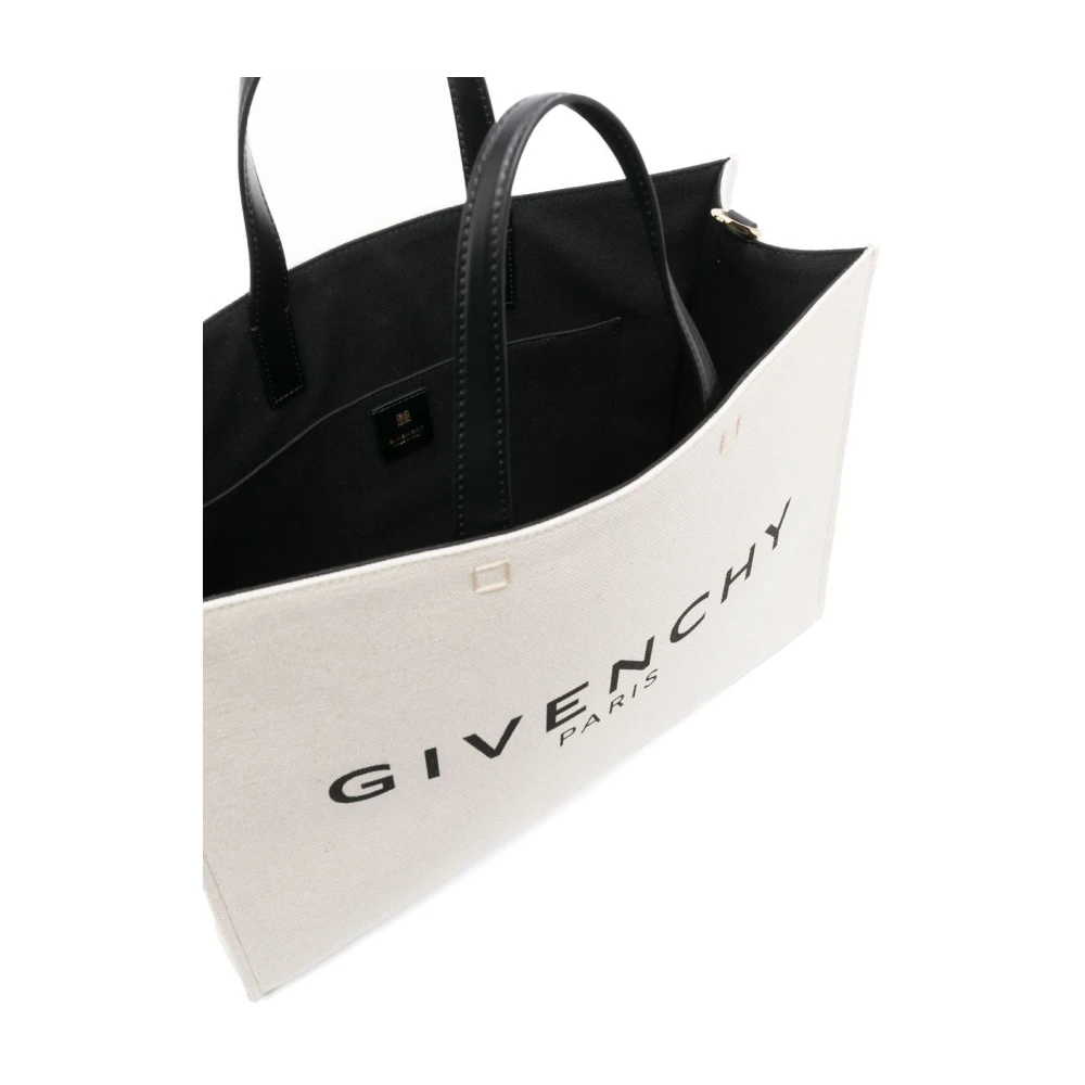 Givenchy Beige Canvas Tote Bag met Logo Print Beige Dames