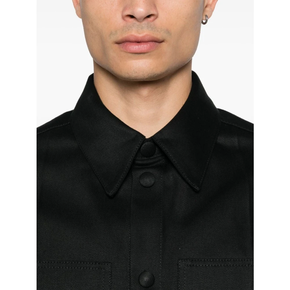 Jil Sander Zwarte Denim Overhemd Klassieke Kraag Black Heren