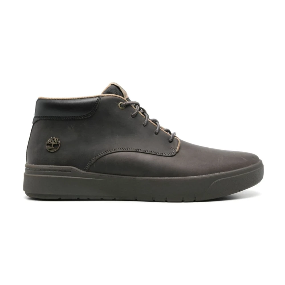 Timberland Grijze Sneakers Amandel Teen Rubberen Zool Heren Schoenen Grijs