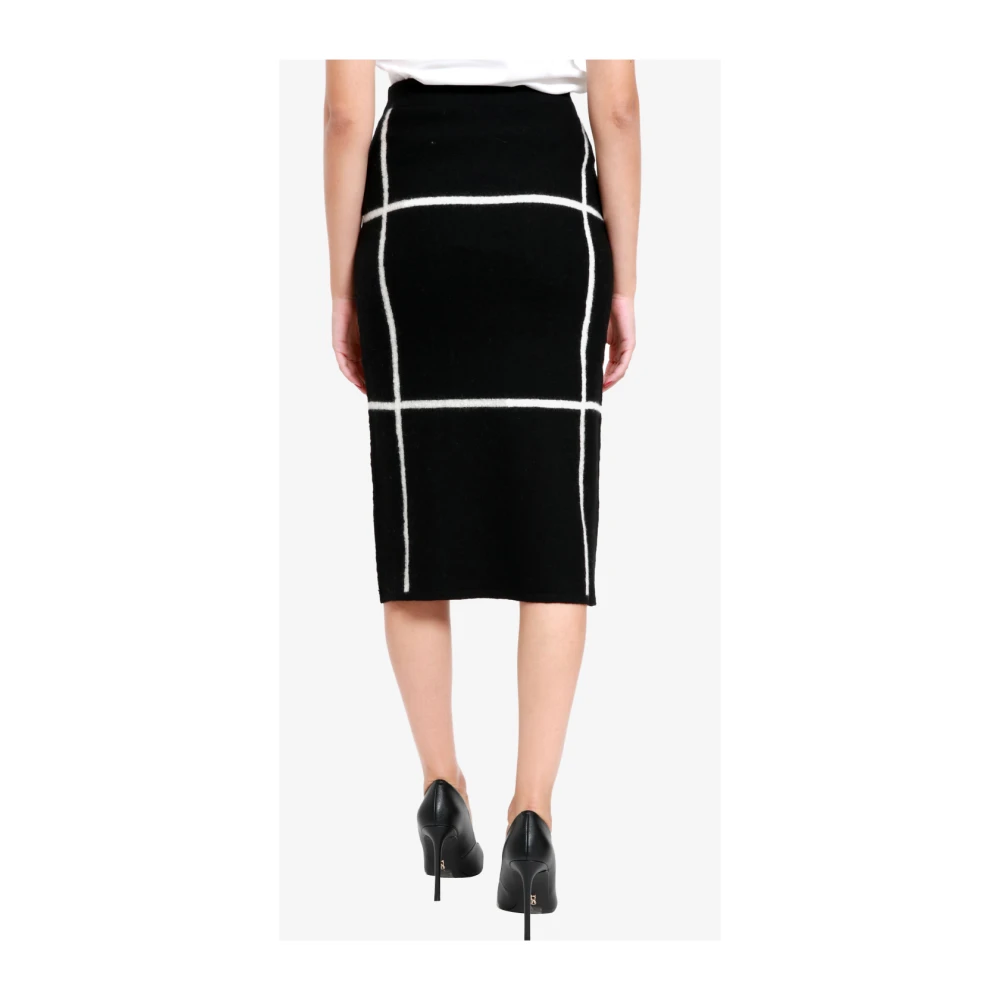 Pennyblack Grafische Inlay Wollen Rok Black Dames