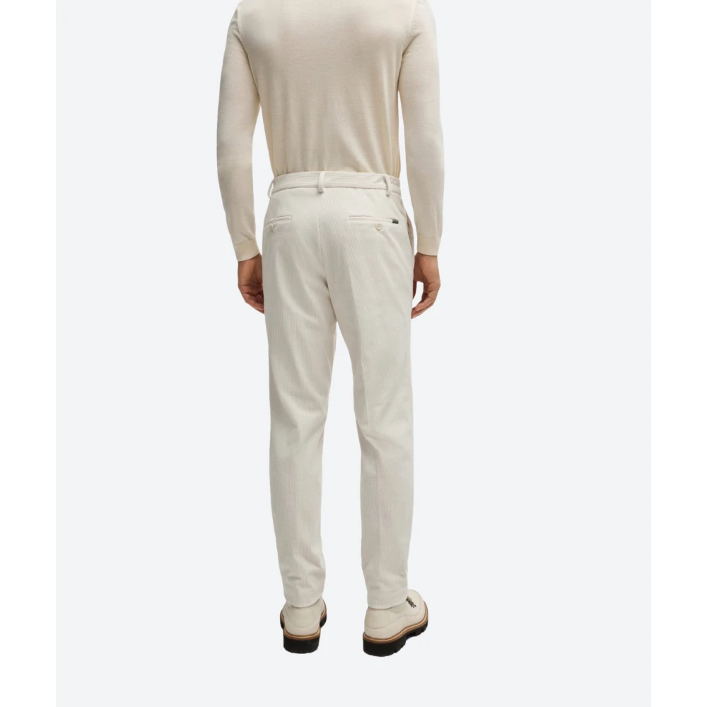 Hugo Boss Fluwelen Corduroy Slim Fit Broek White Heren