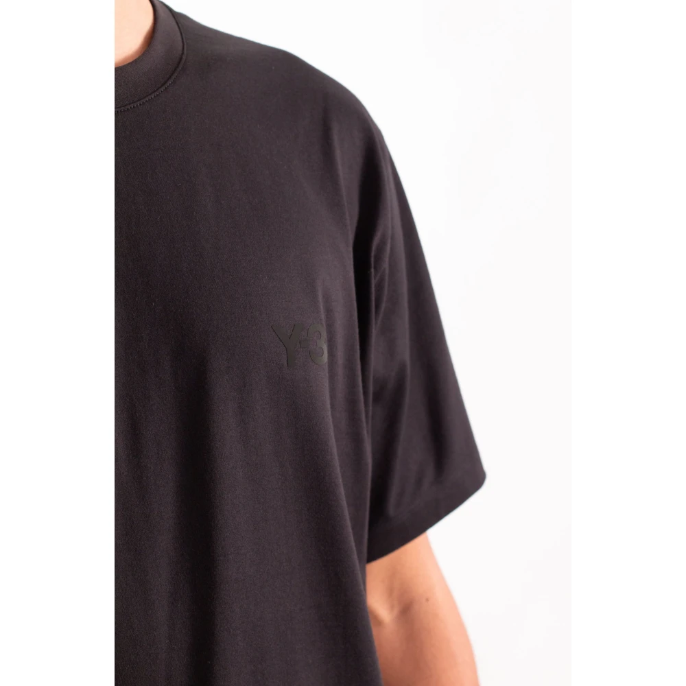 Y-3 Zwart Borstlogo Korte Mouw Tee Black Heren