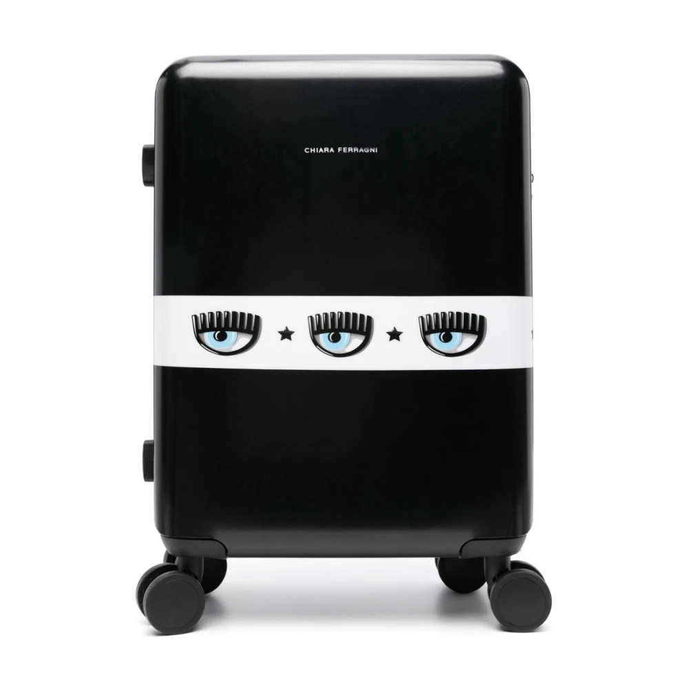 Chiara Ferragni Collection Zwarte Eyelike Logo Koffer Trolley Black Dames