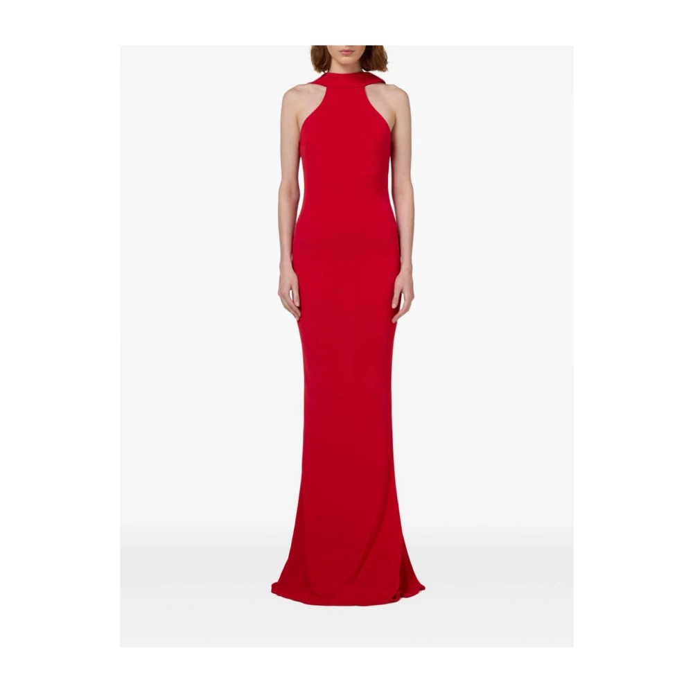 Elisabetta Franchi Rode Halternek Maxi Jurk Statement Red Dames