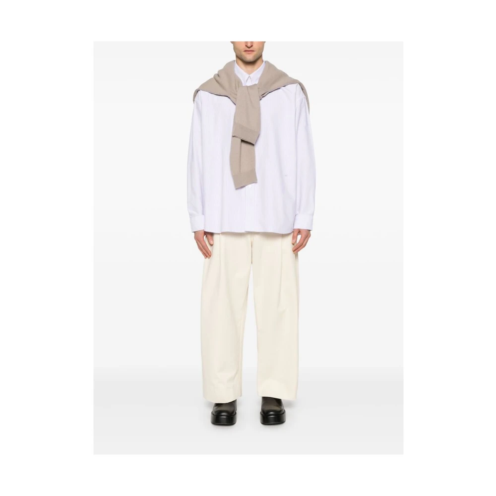 Studio Nicholson Lila Knoop-Down Shirt Lange Mouwen White Heren