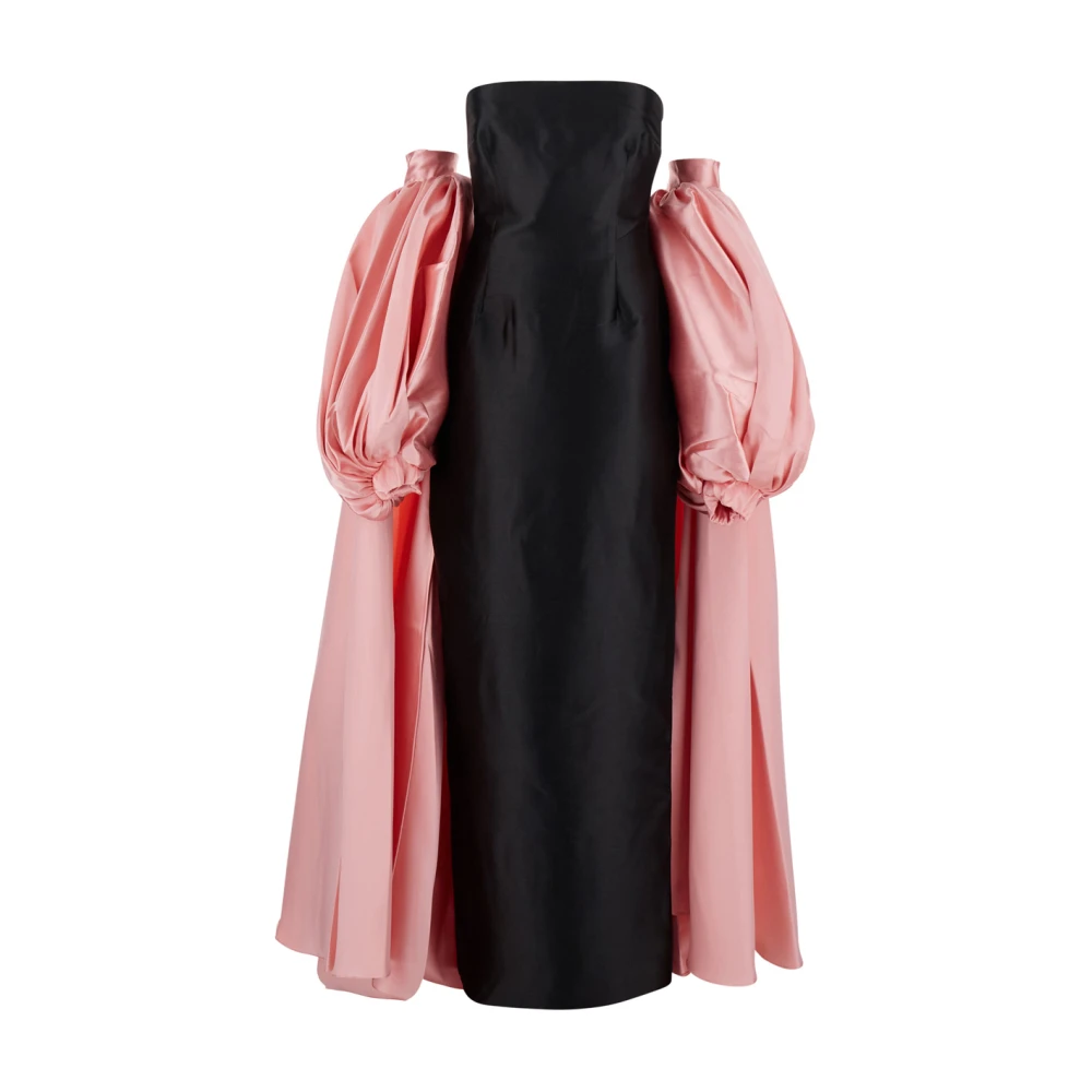 Solace London Zwarte Lange Jurk met Cape-inzet Black Dames