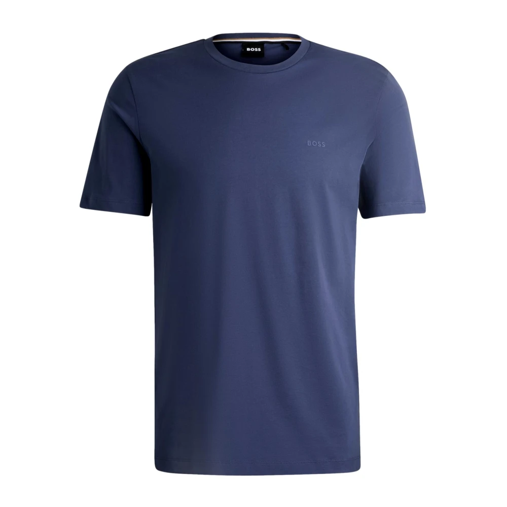 Hugo Boss Blauw Katoenen T-shirt met Rubberen Logo Blue Heren