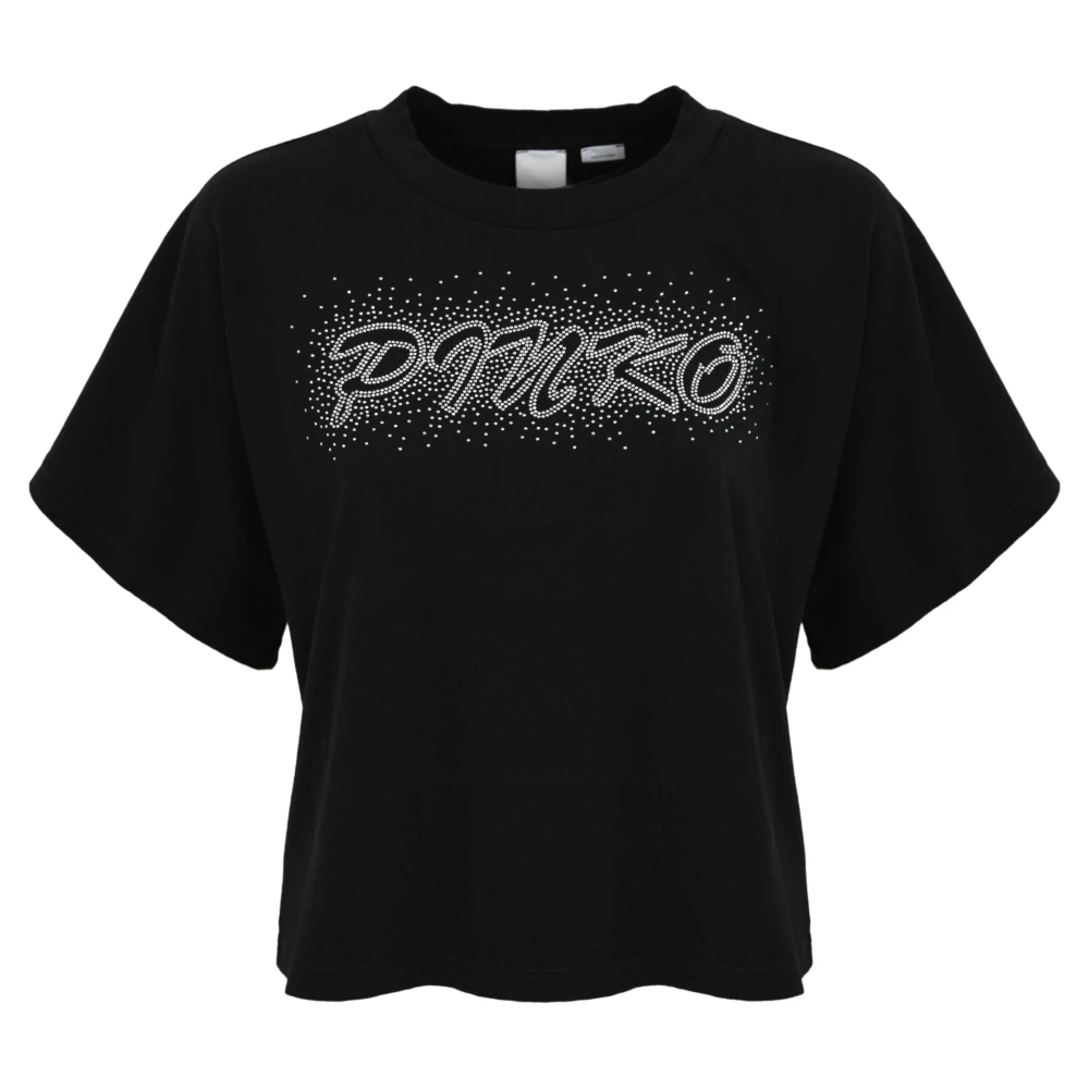 Pinko Zwarte Katoenen Korte Mouw Sweater Black Dames
