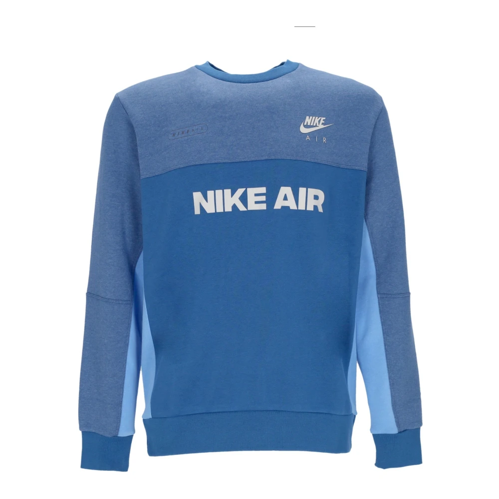Nike Air Brushed-Back Crewneck Sweatshirt Blue Heren