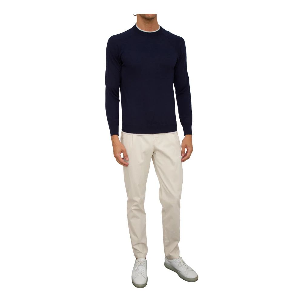 Eleventy Blauwe Ronde Hals Trui Blue Heren