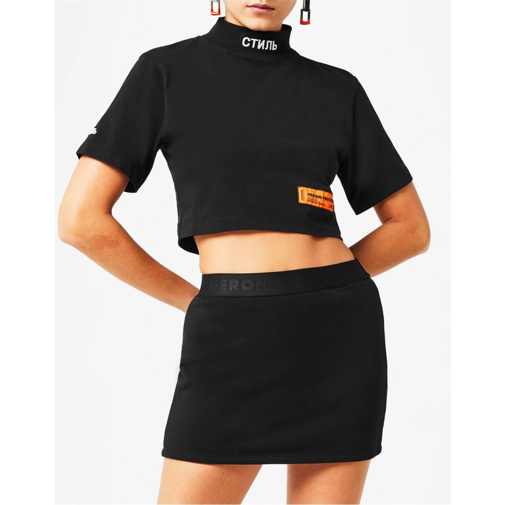 Heron Preston Logo Turtleneck Crop T-Shirt Zwart Katoen Black Dames