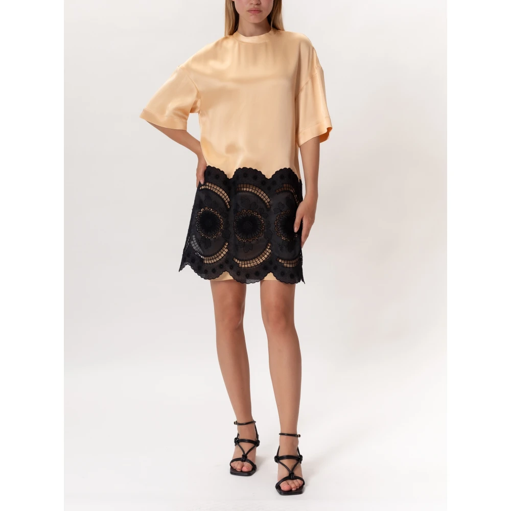 Stella Mccartney Geborduurde Bloemenjurk Beige Dames