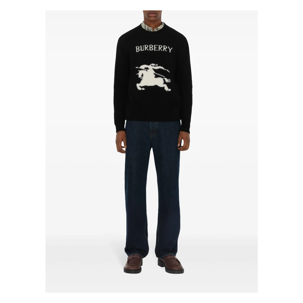 Burberry Zwarte Gebreide Crew Trui Black Heren