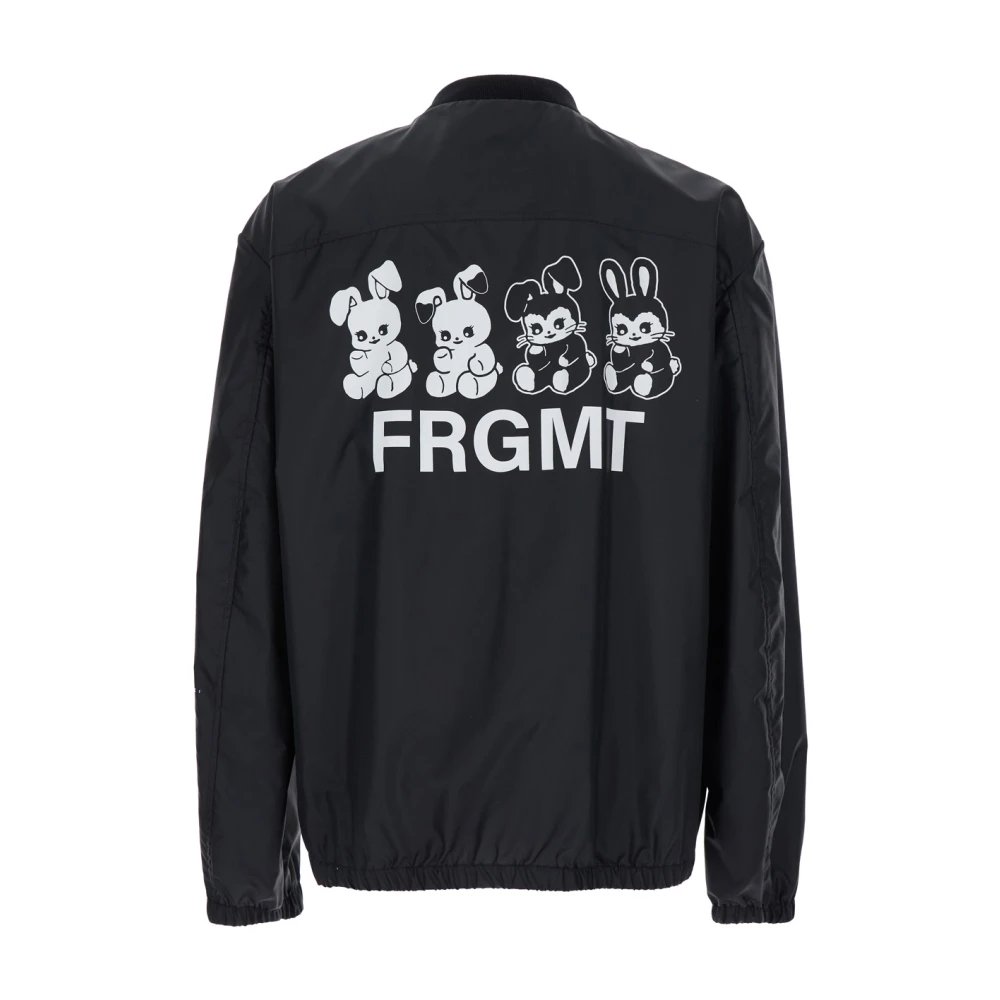 Moncler Zwarte Bomberjack met Maxi Print Black Heren