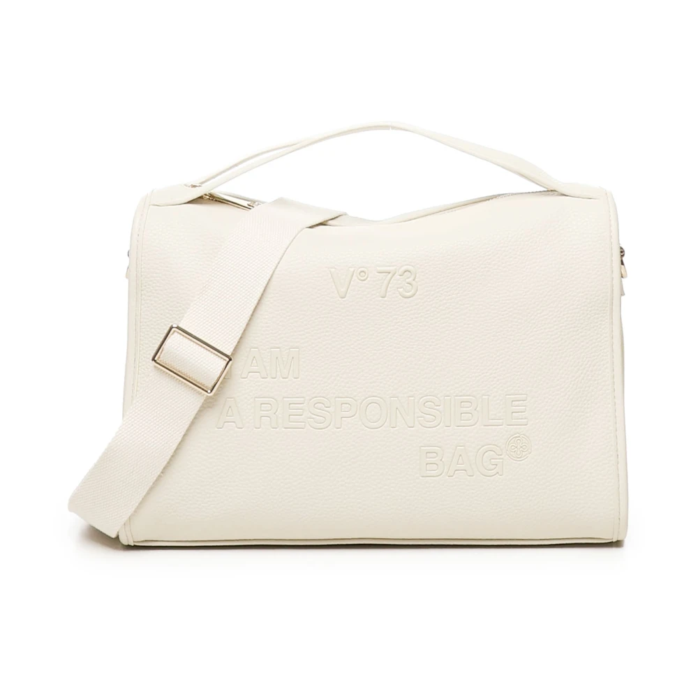 V73 Witte Top Handvat Schoudertas met Logo White Dames