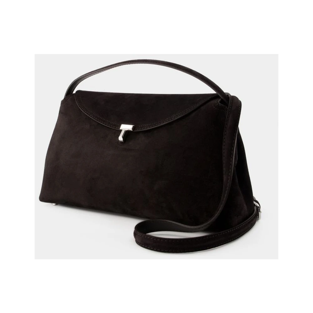 TotêMe Bruine leren crossbody tas met handvat Black Dames