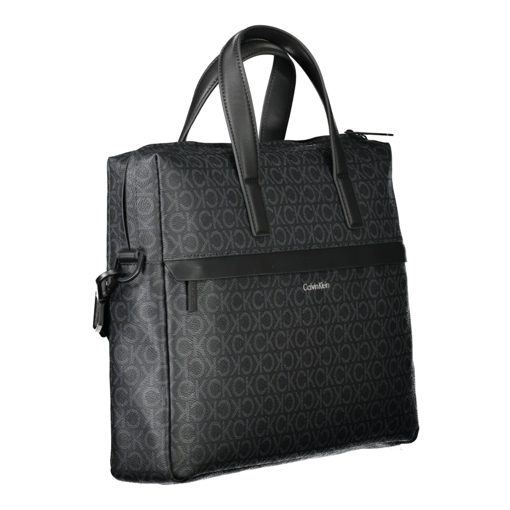 Calvin Klein Zwarte heren aktetas met laptopvak Black Heren