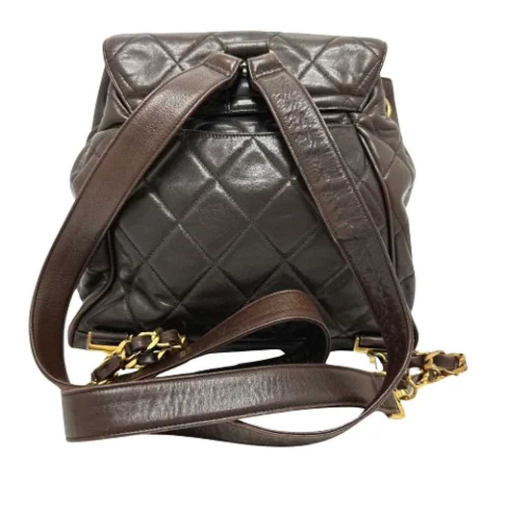 Chanel Vintage Pre-owned Leather backpacks Brown Dames