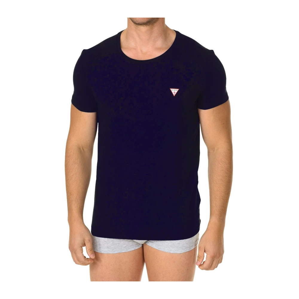 Guess Men's Blue Short-Sleeved Round-Neck T-Shirt - T-Shirts - 2XL - Tops