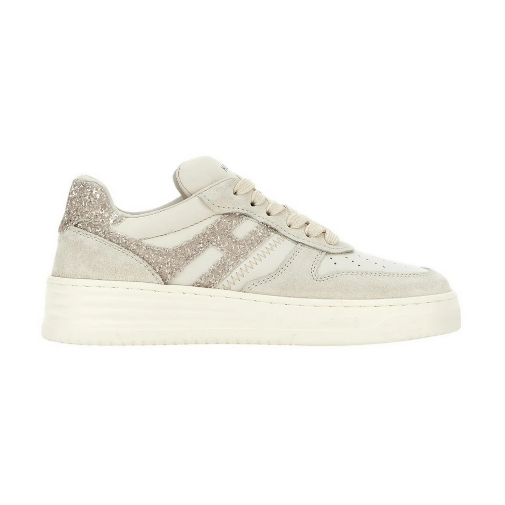 Hogan Glitter Basketball Style Sneakers Dames Schoenen Beige