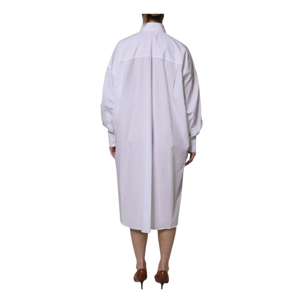 Dolce & Gabbana Witte Katoenen Overhemdjurk Asymmetrisch Ontwerp White Dames