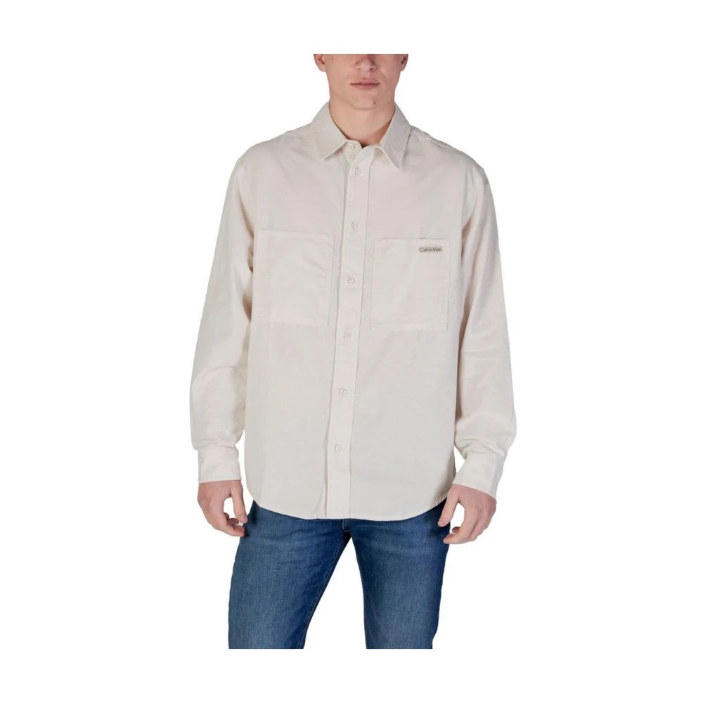 Calvin Klein Jeans Men's Beige Casual Shirts, M, Cotton Rigenerato Shirt