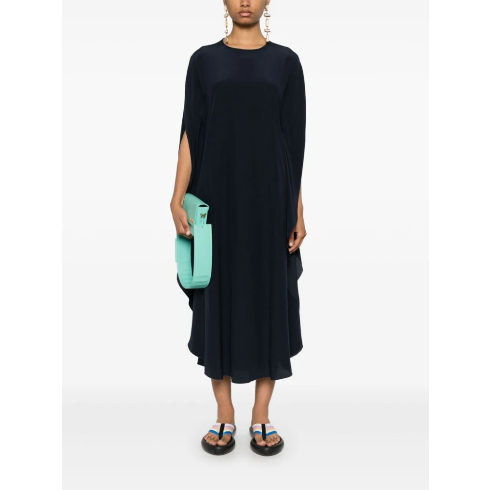 Gianluca Capannolo Midnight Blue Zijden Jurk Black Dames