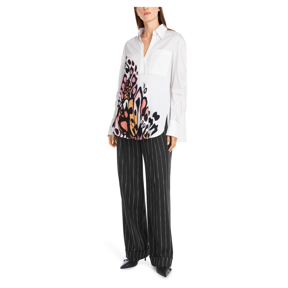 Marc Cain Blouse met vlinderprint en wijde silhouet White Dames