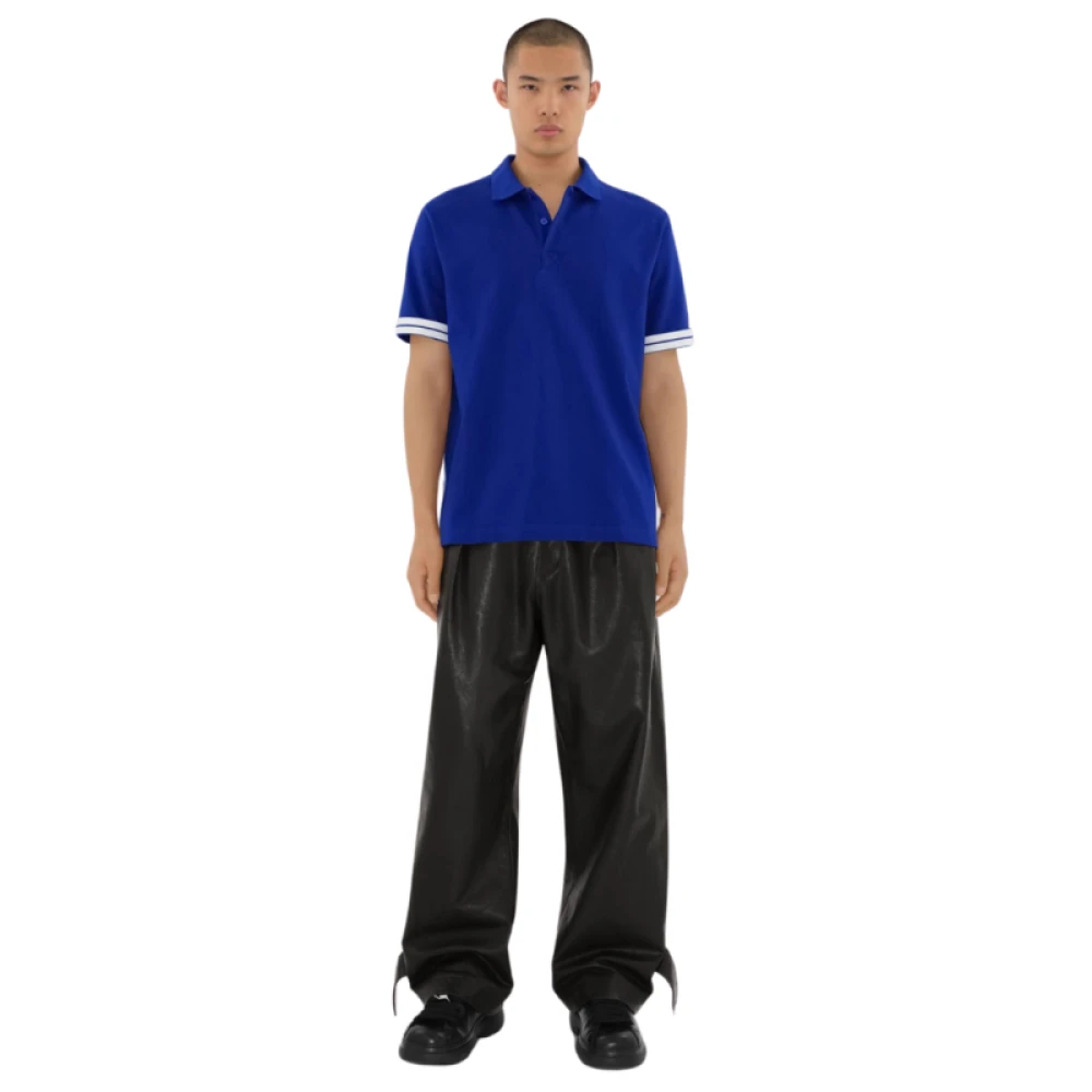 Burberry Blauw Polo Shirt met Witte Omkeerbare Kraag Blue Heren