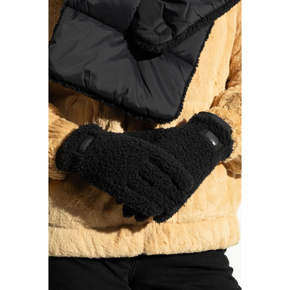 Ugg Handschoenen met nepbont Black Dames