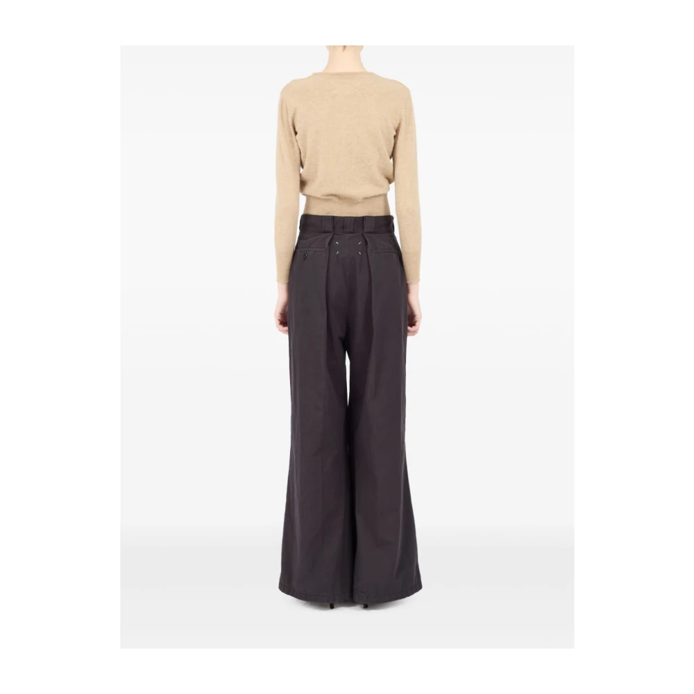 Maison Margiela Zwarte Gebreide Trui Beige Dames