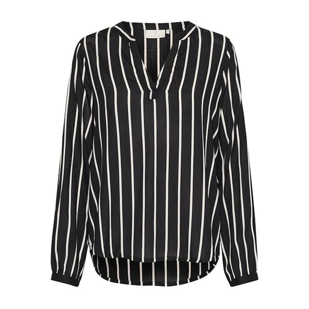 Kaffe Gestreepte V-hals Blouse Black Dames