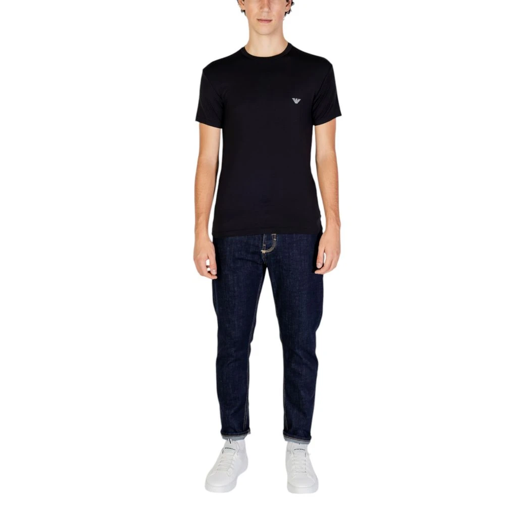 Emporio Armani Zwart Modal T-shirt Herfst Winter Collectie Black Heren