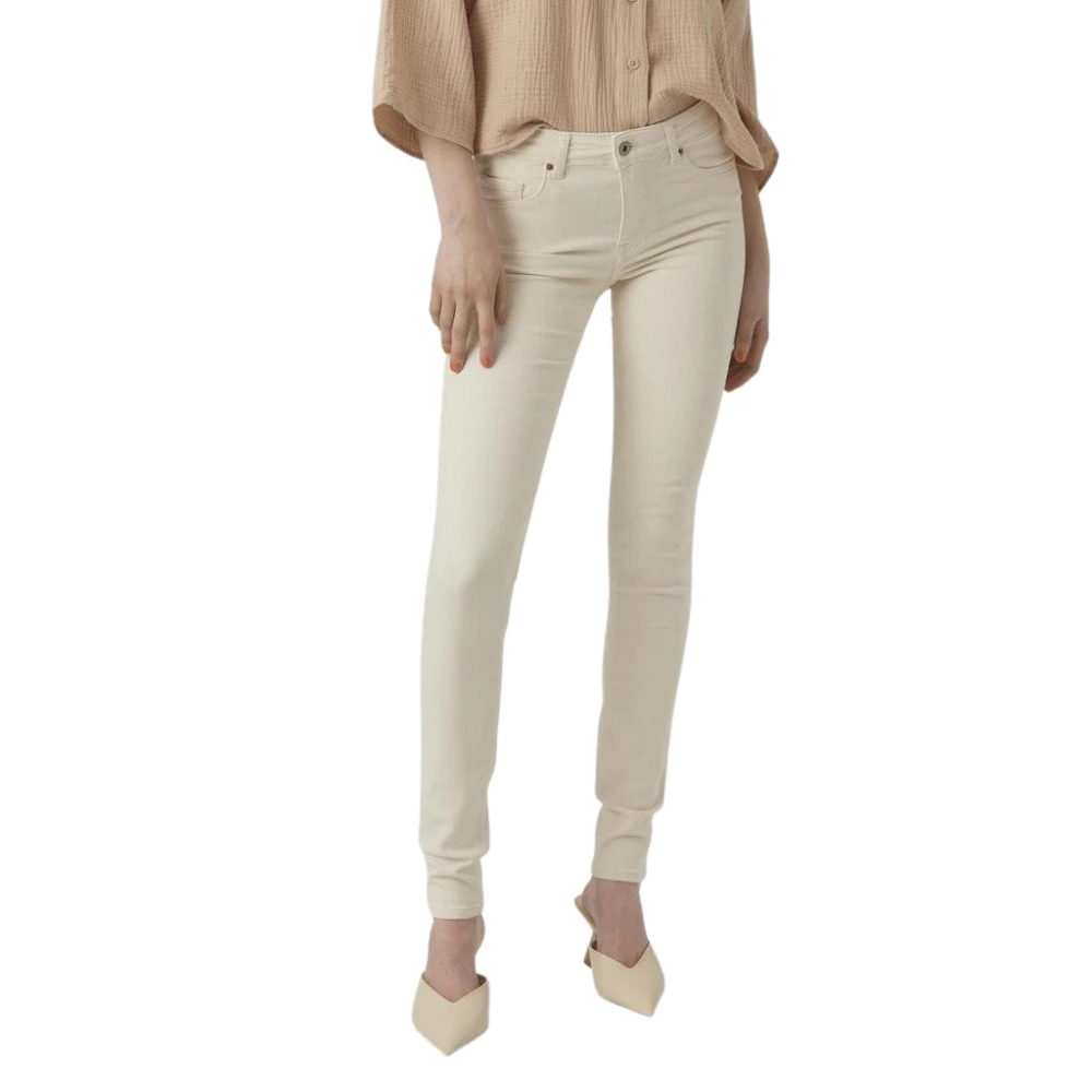 Vero Moda Slim Jeans in Ecru Beige Dames