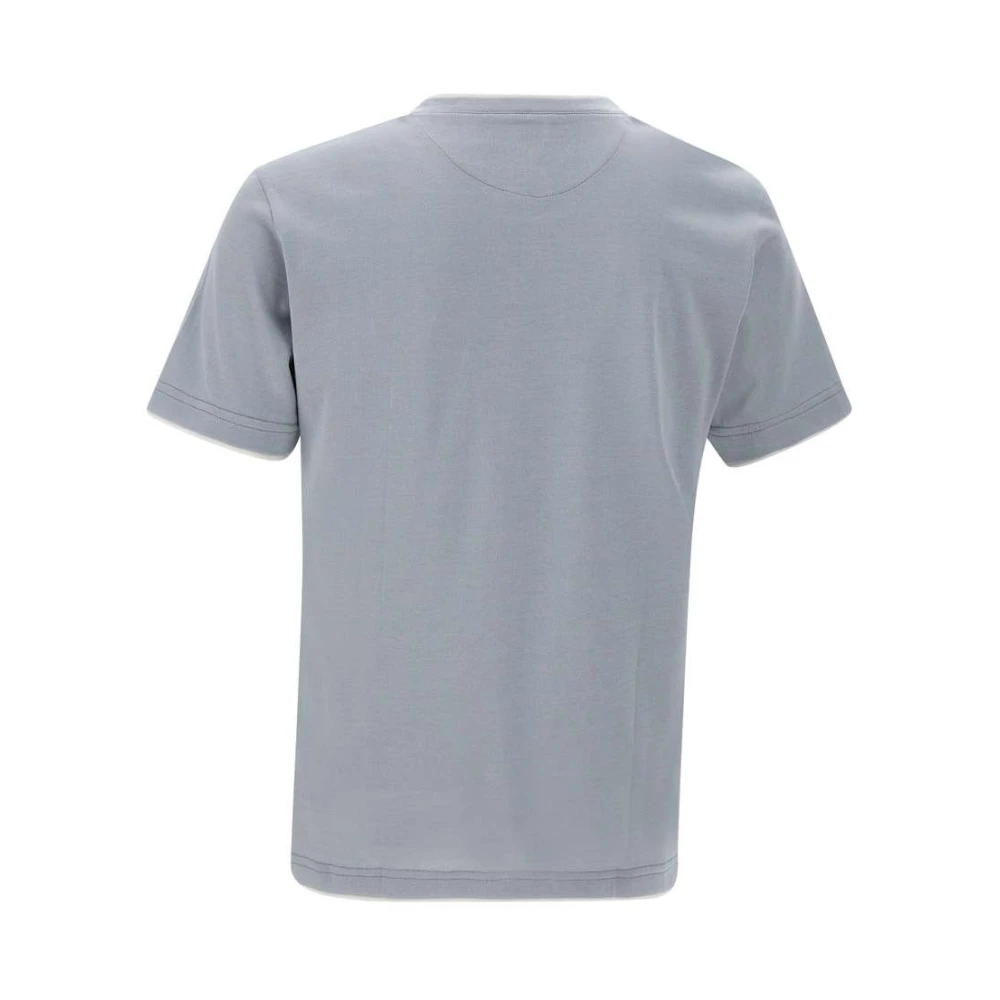Eleventy Blauw T-shirt met Contrasterende Profielen Blue Heren