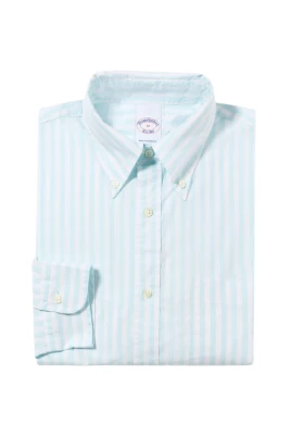 Regular Fit Randig Poplin Button Down Skjorta