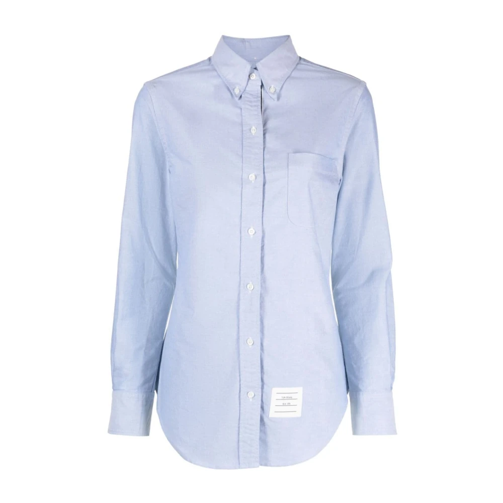 Thom Browne Klassiek Blauw Katoenen Overhemd met Knoopsluiting en Borstzakje Blue Dames