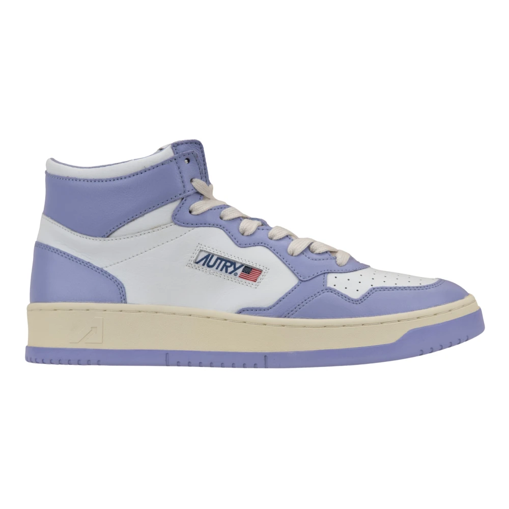 Autry Men's Purple Leather Lace-Up Sneakers Round Toe Perforated